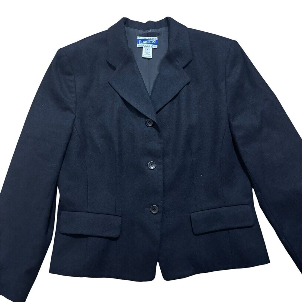 Pendleton Classic Womens Sz 10 100% Virgin Wool Blazer Jacket Black Career